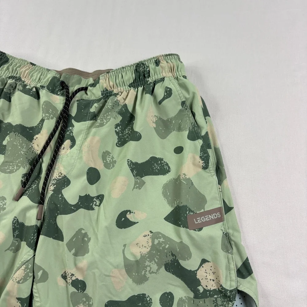 Legends Luka Shorts Mens M Green Camo Athletic Lined Gym Performance Running